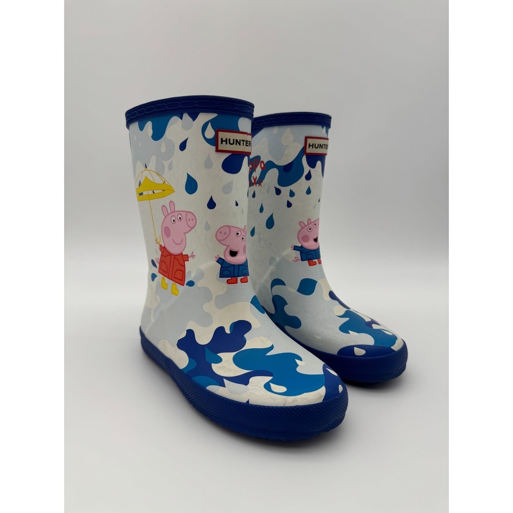 Hunter Peppa Pig Muddy Puddles Rain Boots Blue US 12 Boys / 13 Girls